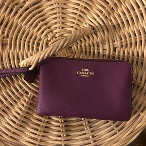 Coach Purple Corner Zip Wristlet Wallet